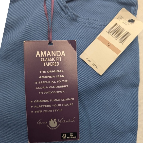 NWT Gloria Vanderbilt Amanda Jeans Women 12 Blue Tapered High Rise Ultra Stretch - Picture 4 of 16